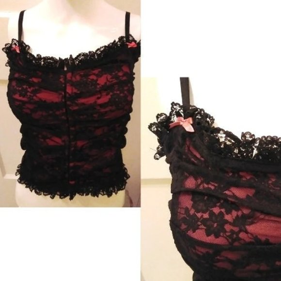 Unbranded Tops - Satin and Lace Hot Pink Corset